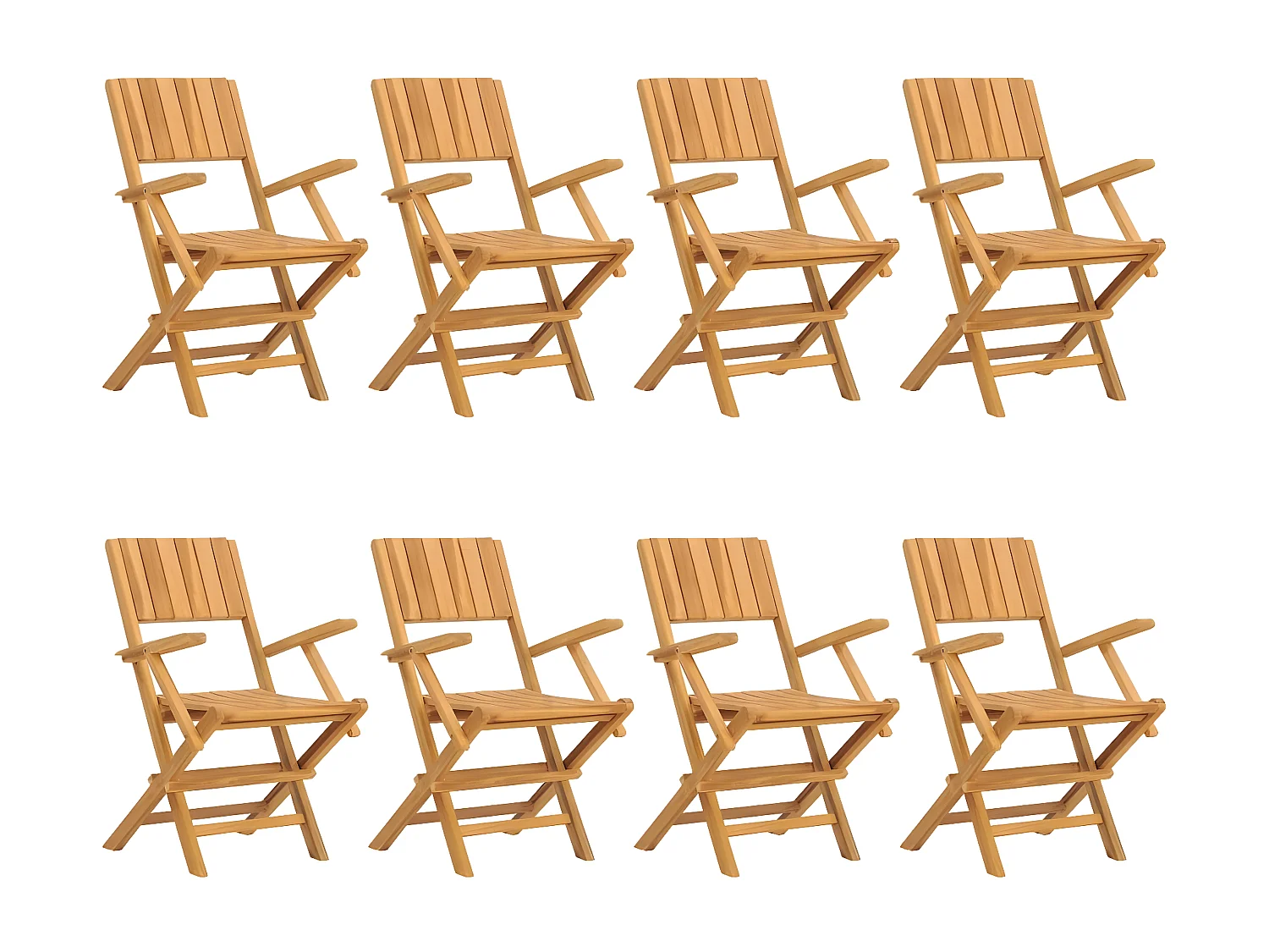 Chaises de jardin pliantes lot de 8 55x61x90 bois massif teck