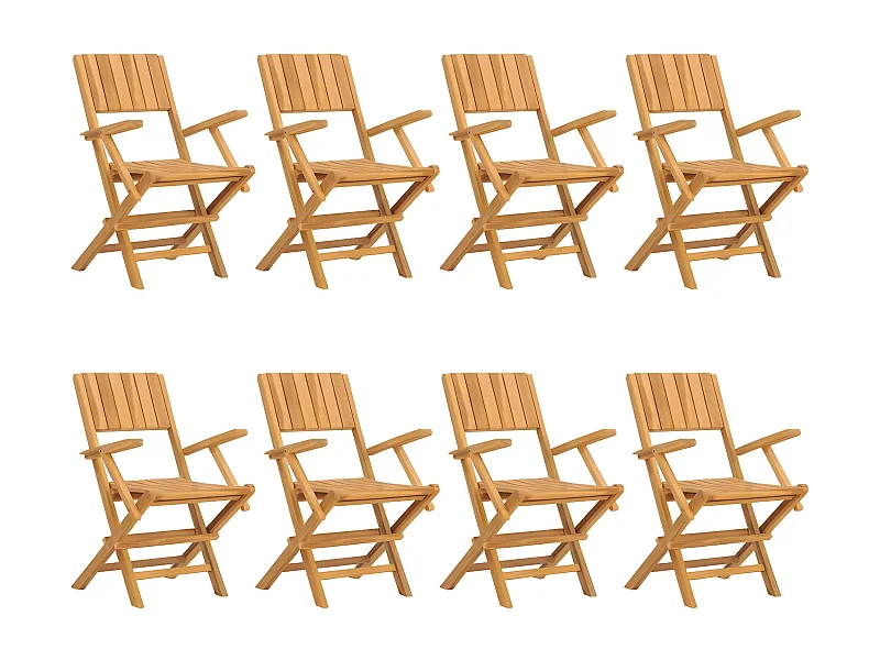 Chaises de jardin pliantes lot de 8 55x61x90 bois massif teck