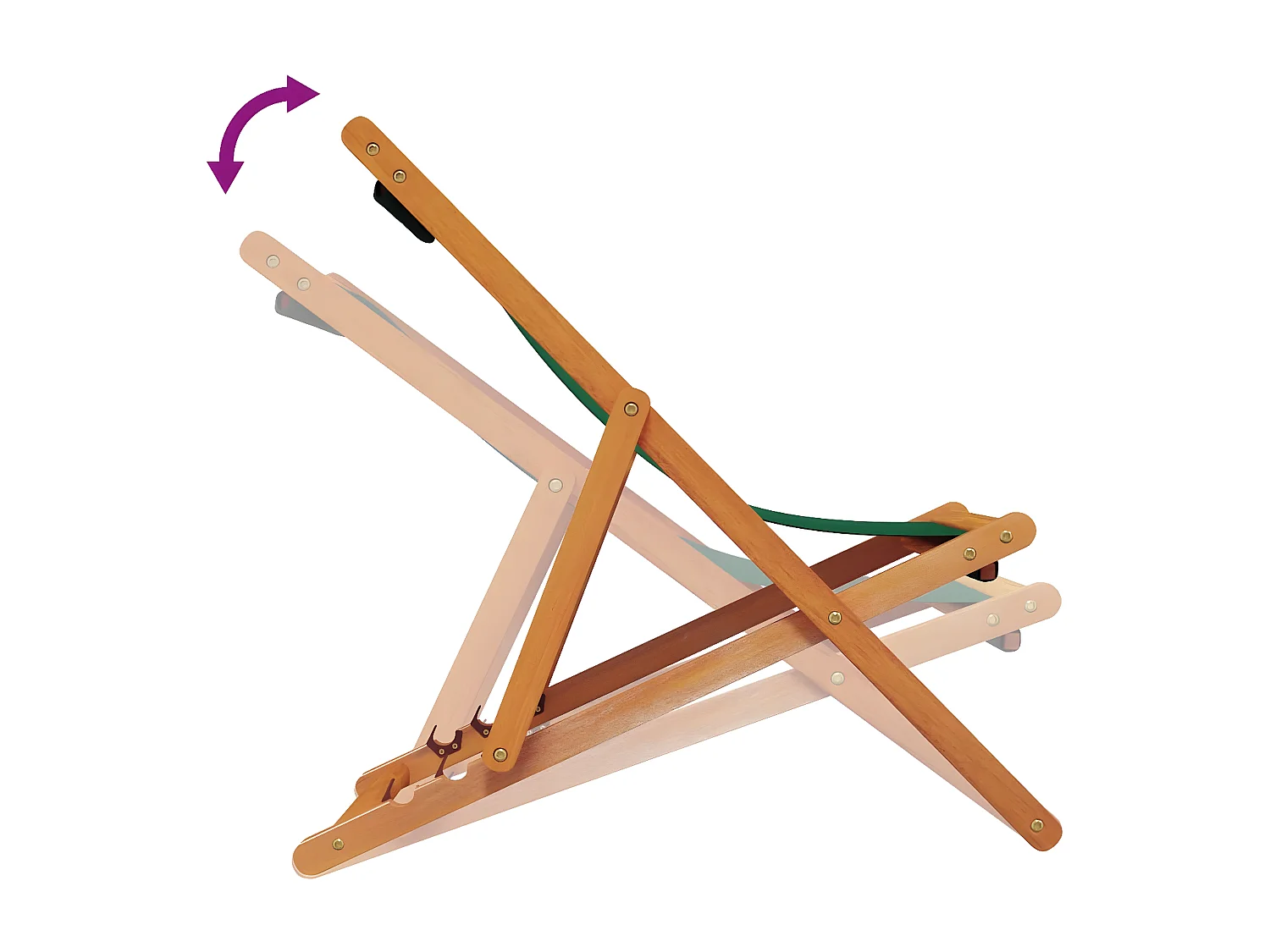 Chaises de plage pliables lot de 2 vert tissu