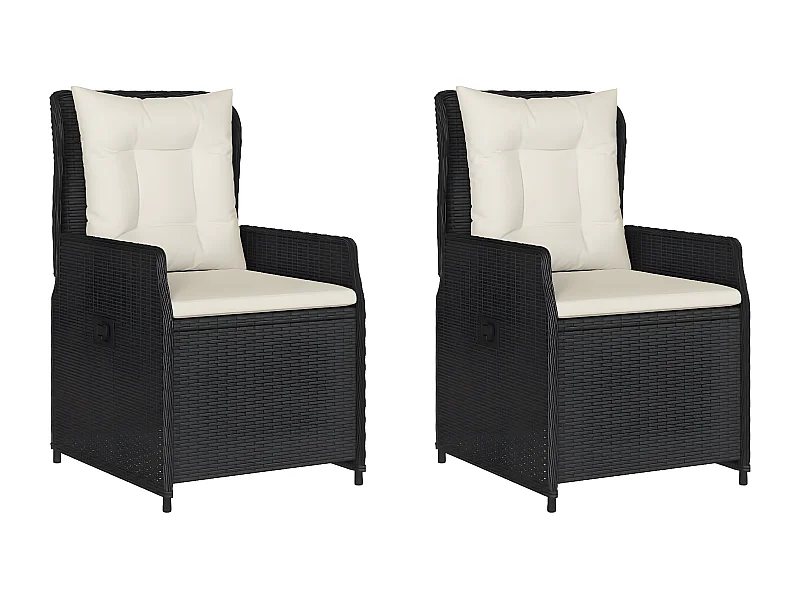 Chaises inclinables de jardin lot de 2 noir résine tressée