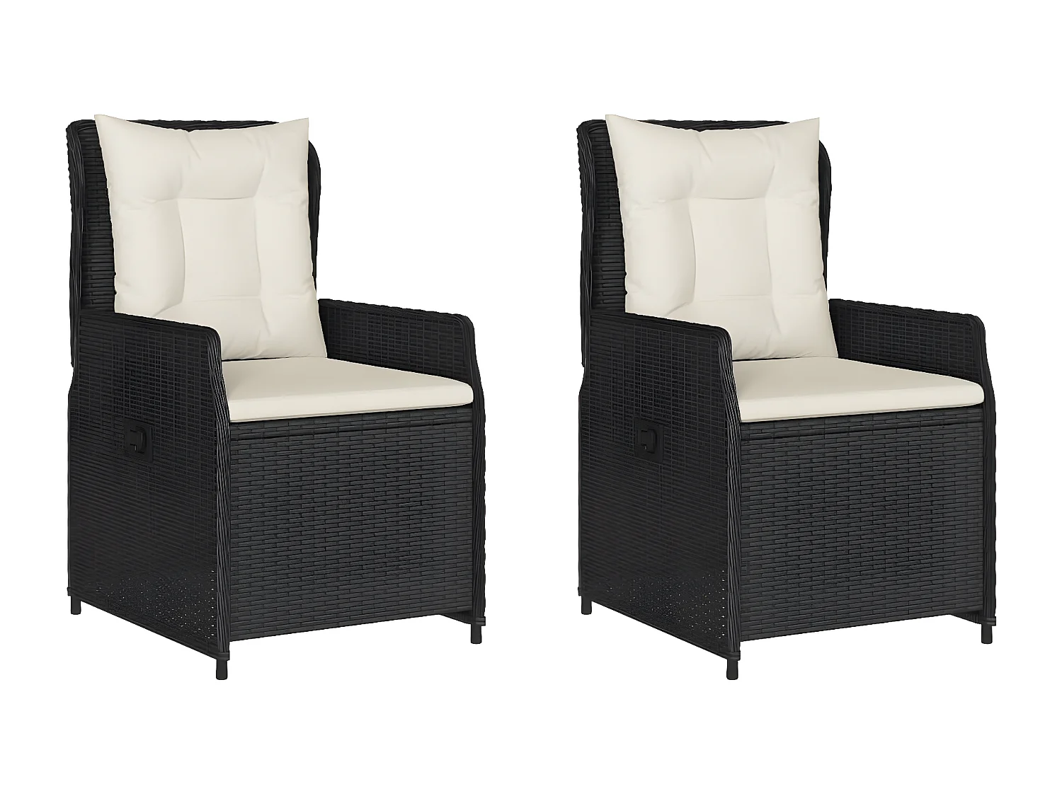 Chaises inclinables de jardin lot de 2 noir résine tressée