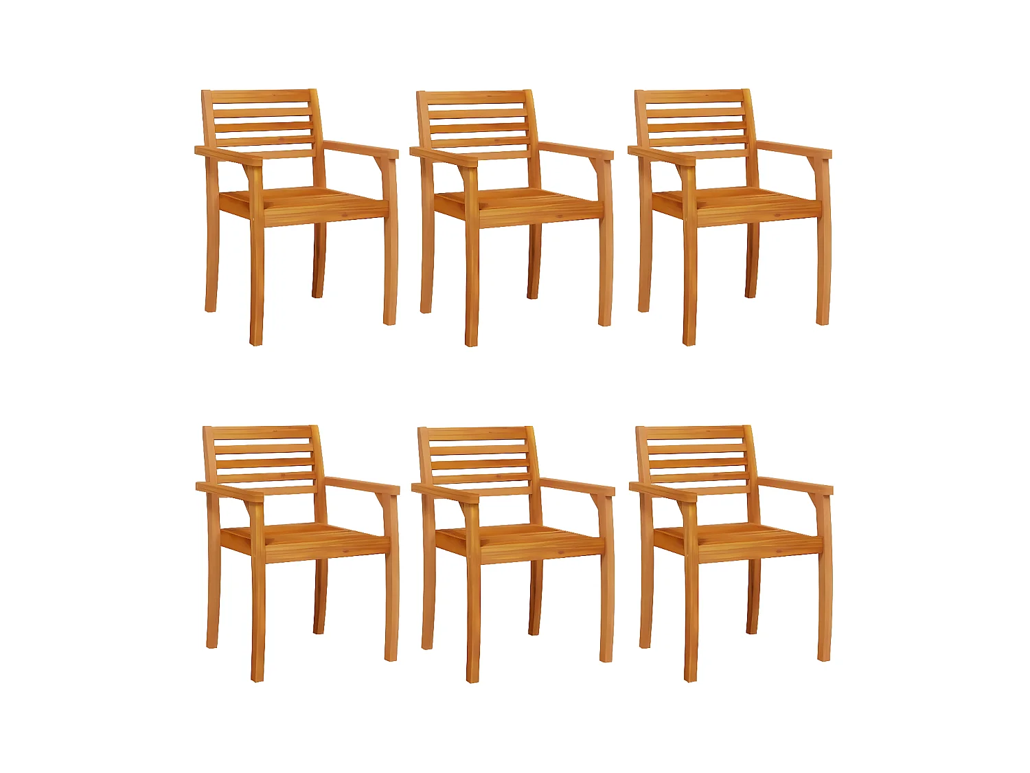 Chaises de jardin lot de 6 59x55x85 bois massif d'acacia