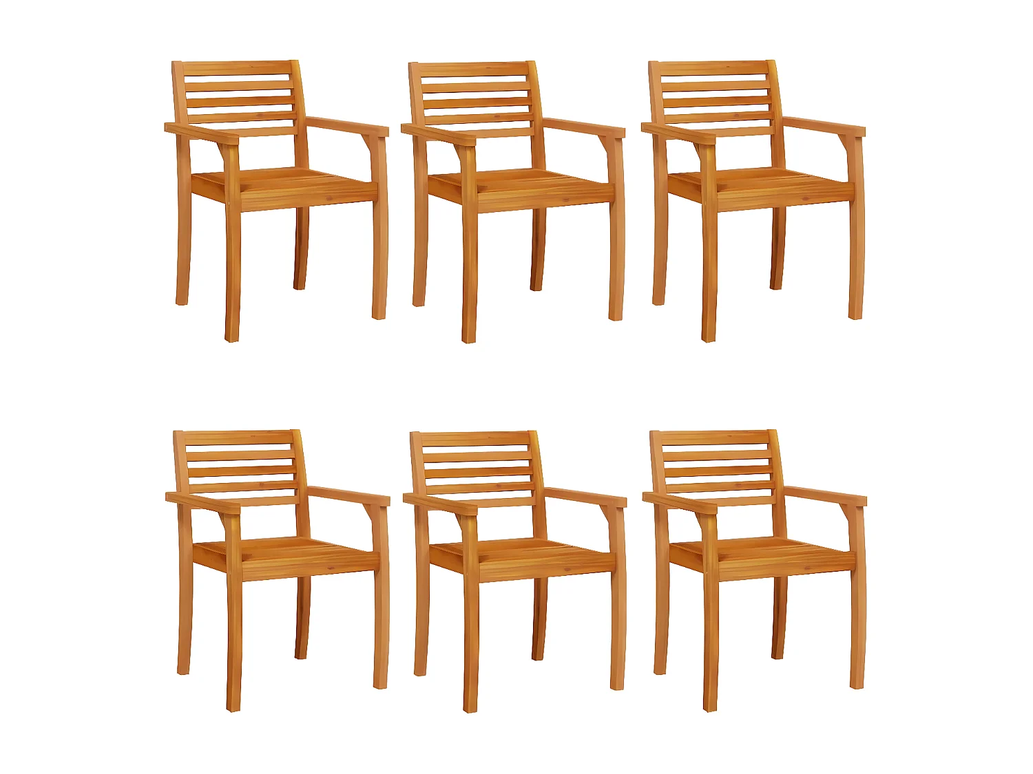 Chaises de jardin lot de 6 59x55x85 bois massif d'acacia