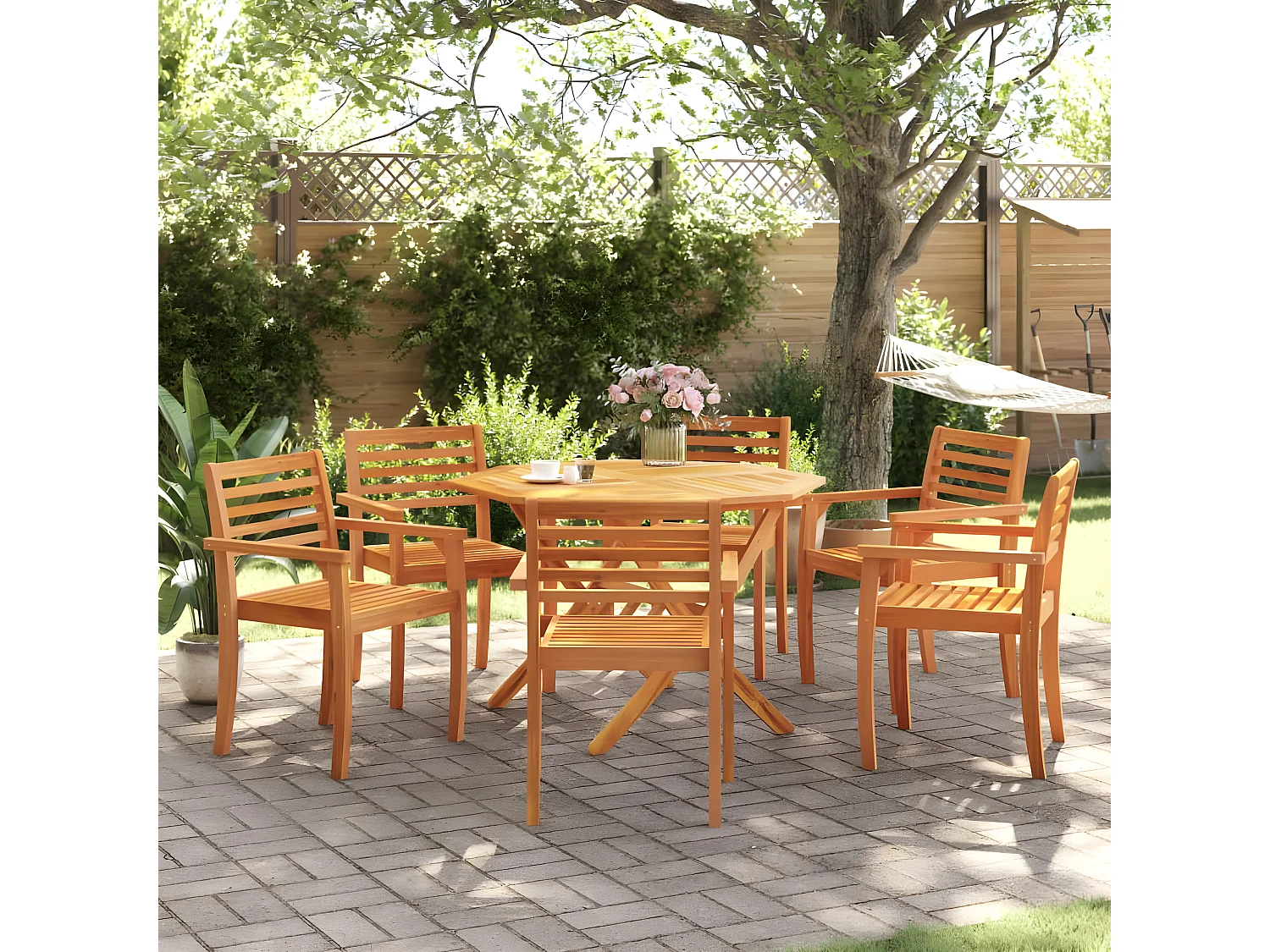 Chaises de jardin lot de 6 59x55x85 bois massif d'acacia