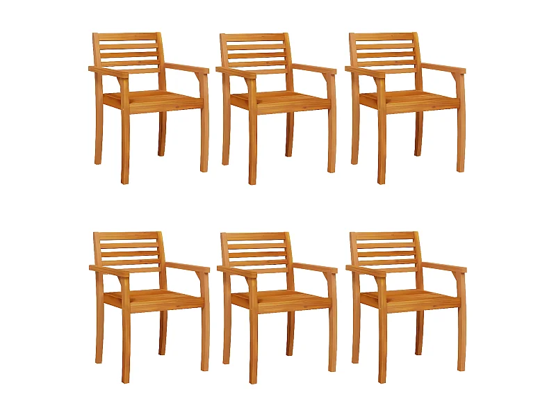 Chaises de jardin lot de 6 59x55x85 bois massif d'acacia