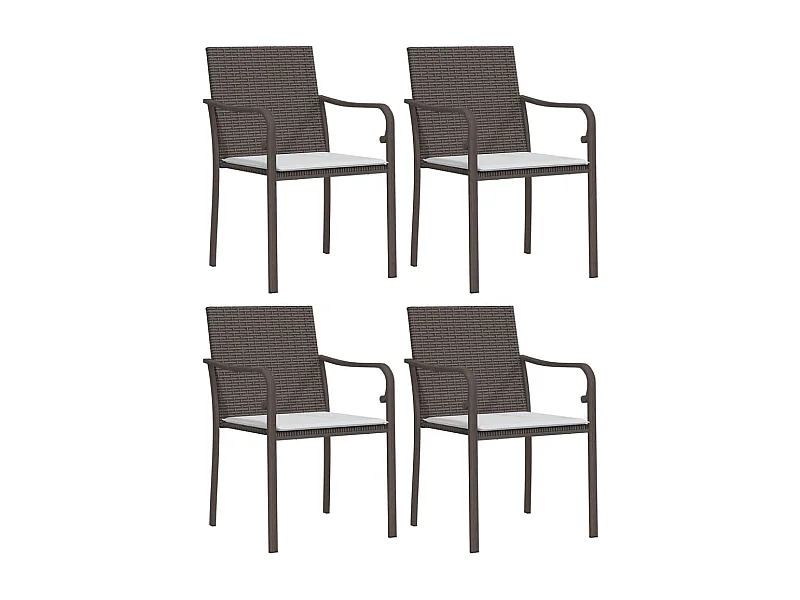 Chaises de jardin et coussins lot de 4 marron 56x59x84 rotin