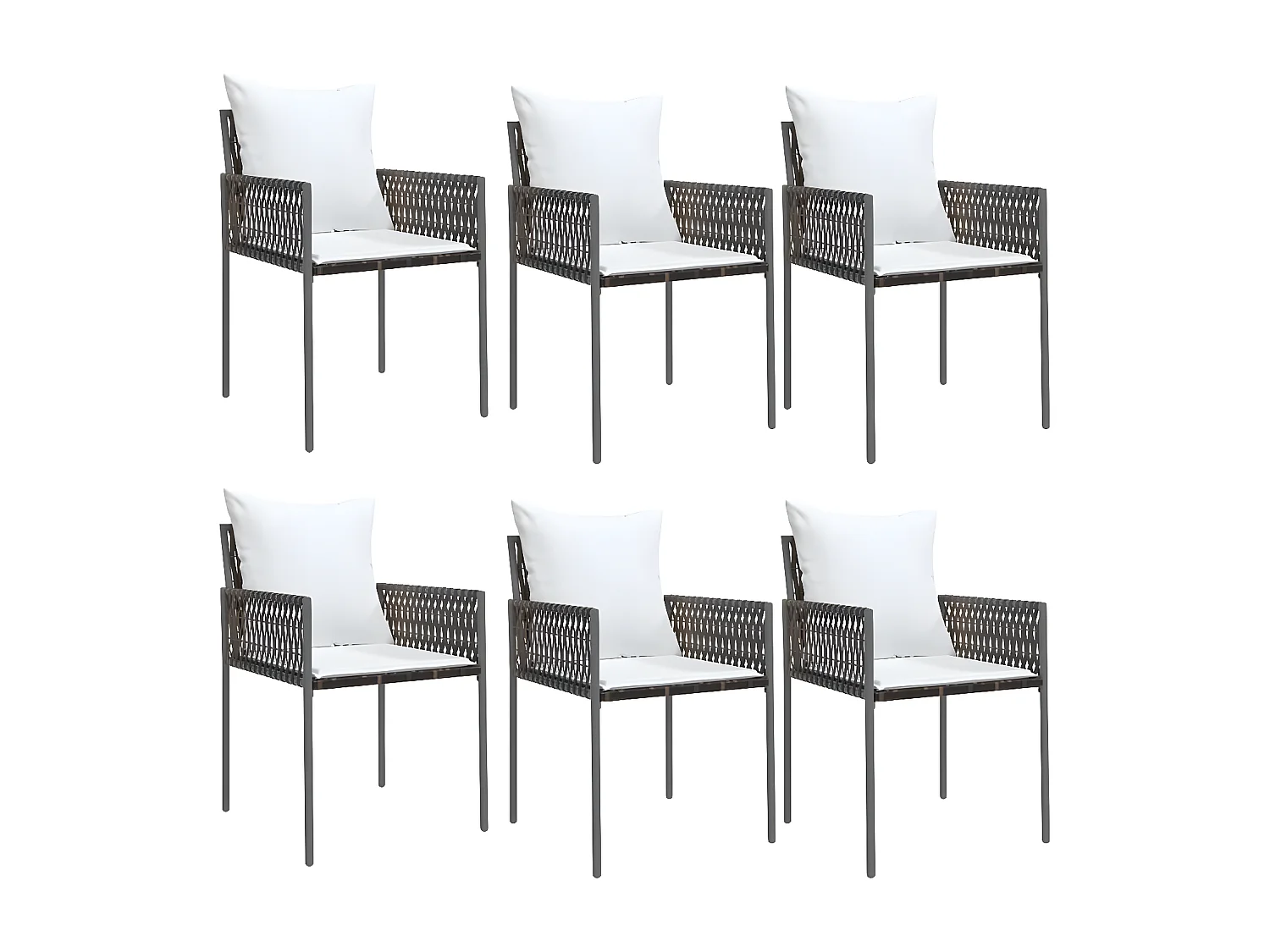 Chaises de jardin et coussins lot de 6 marron 54x61x83 rotin