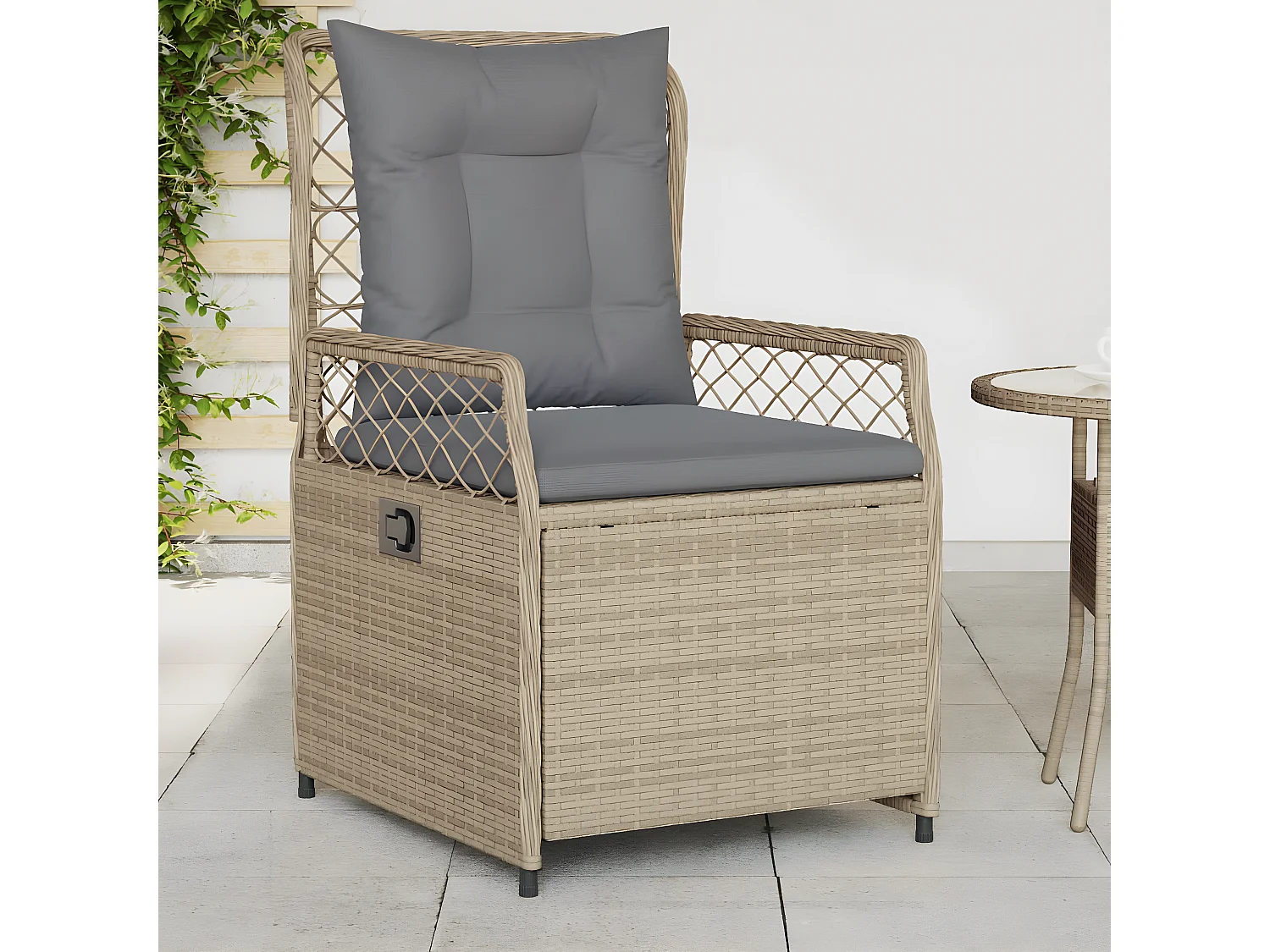 Chaises inclinables de jardin lot de 2 beige résine tressée