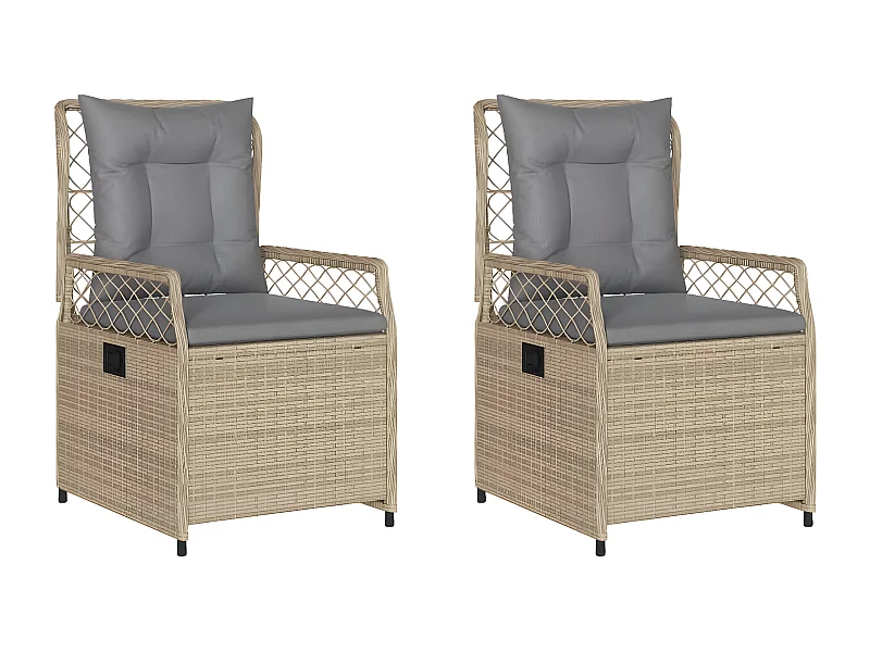 Chaises inclinables de jardin lot de 2 beige résine tressée