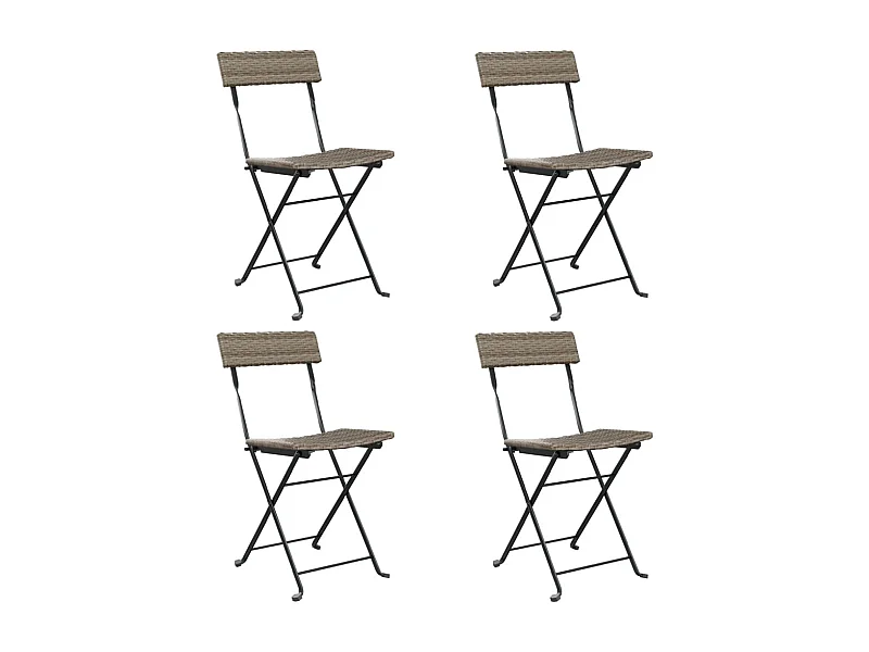 Chaises de bistrot pliantes lot de 4 Gris Résine tressée acier