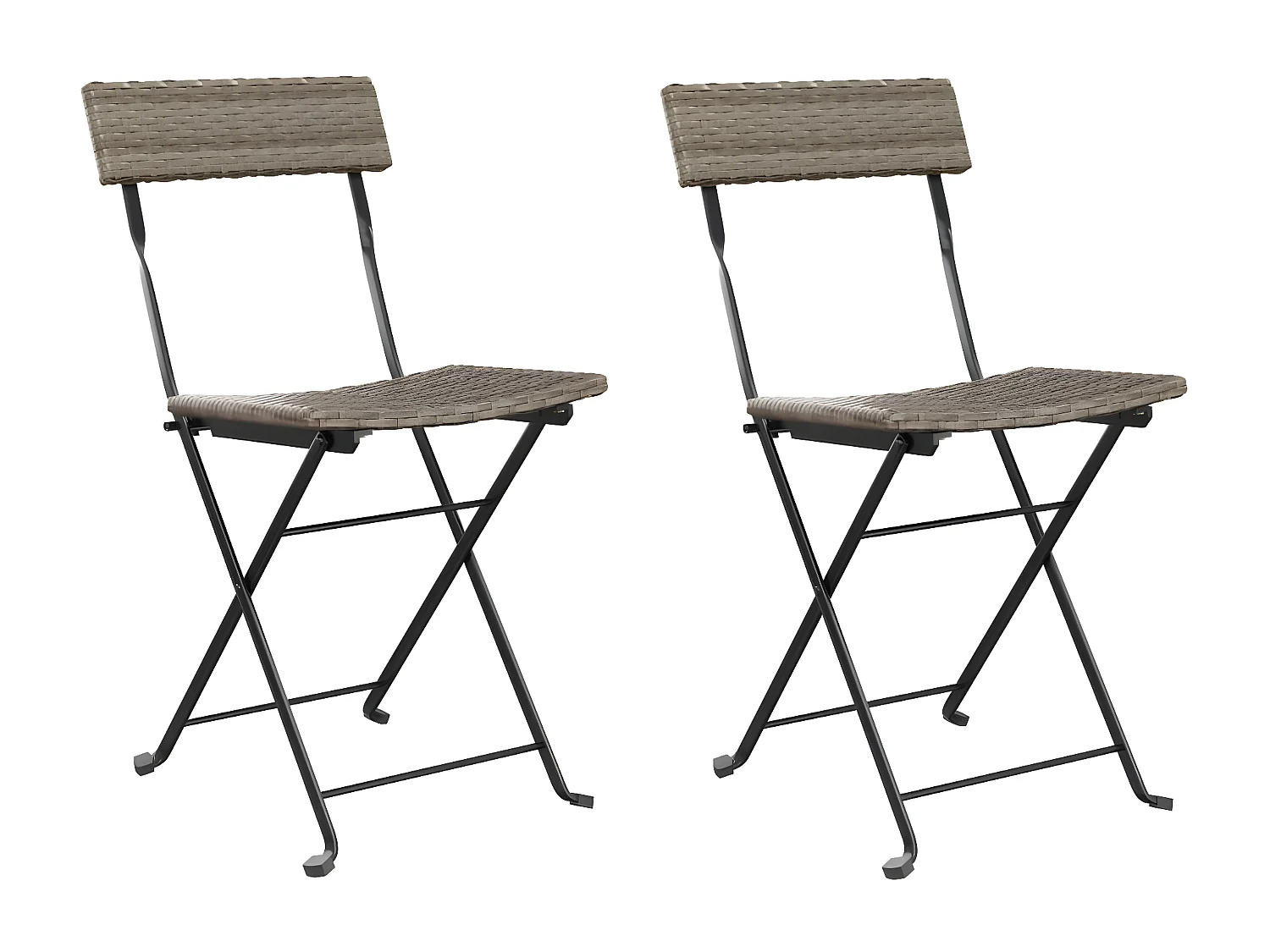 Chaises de bistrot pliantes lot de 2 Gris Résine tressée acier