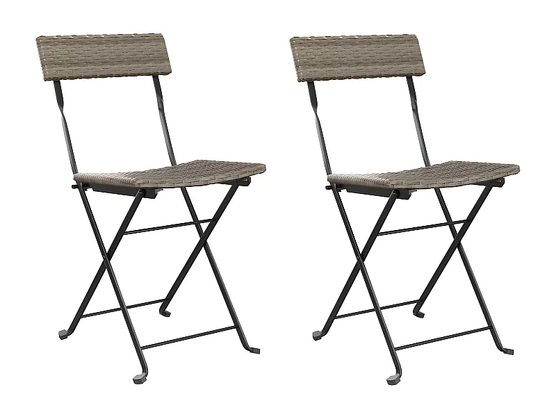 Chaises de bistrot pliantes lot de 2 Gris Résine tressée acier