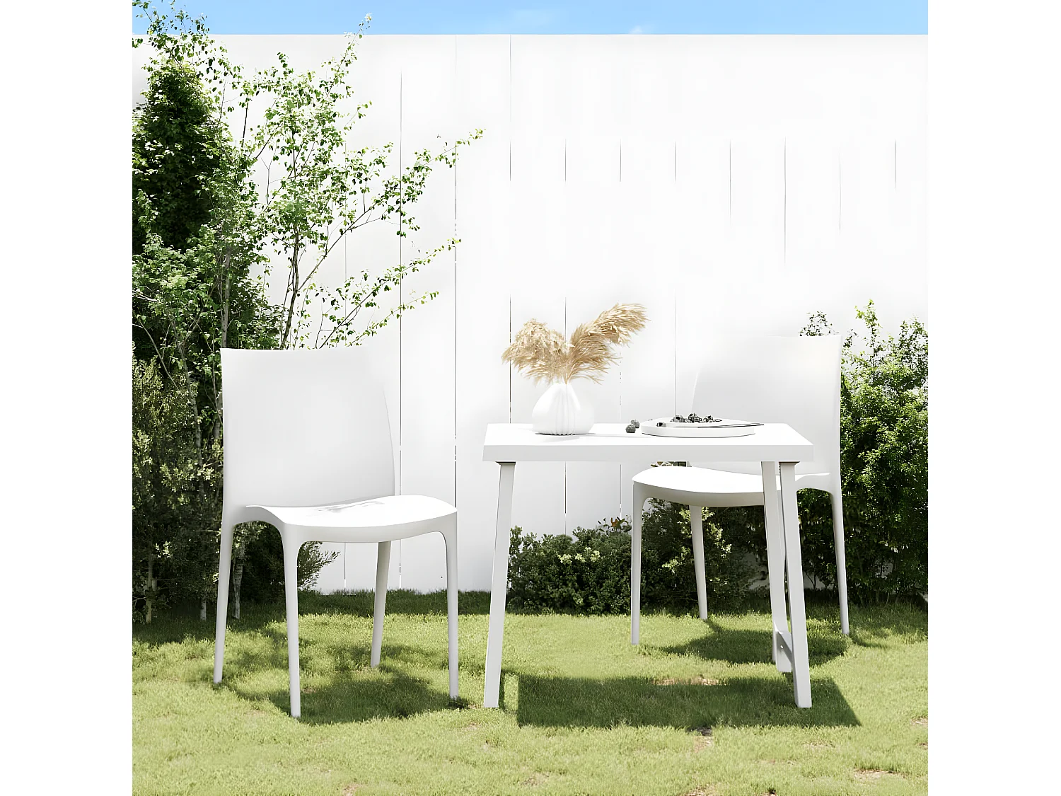 Chaises de jardin lot de 2 blanc 50x46x80 polypropylène