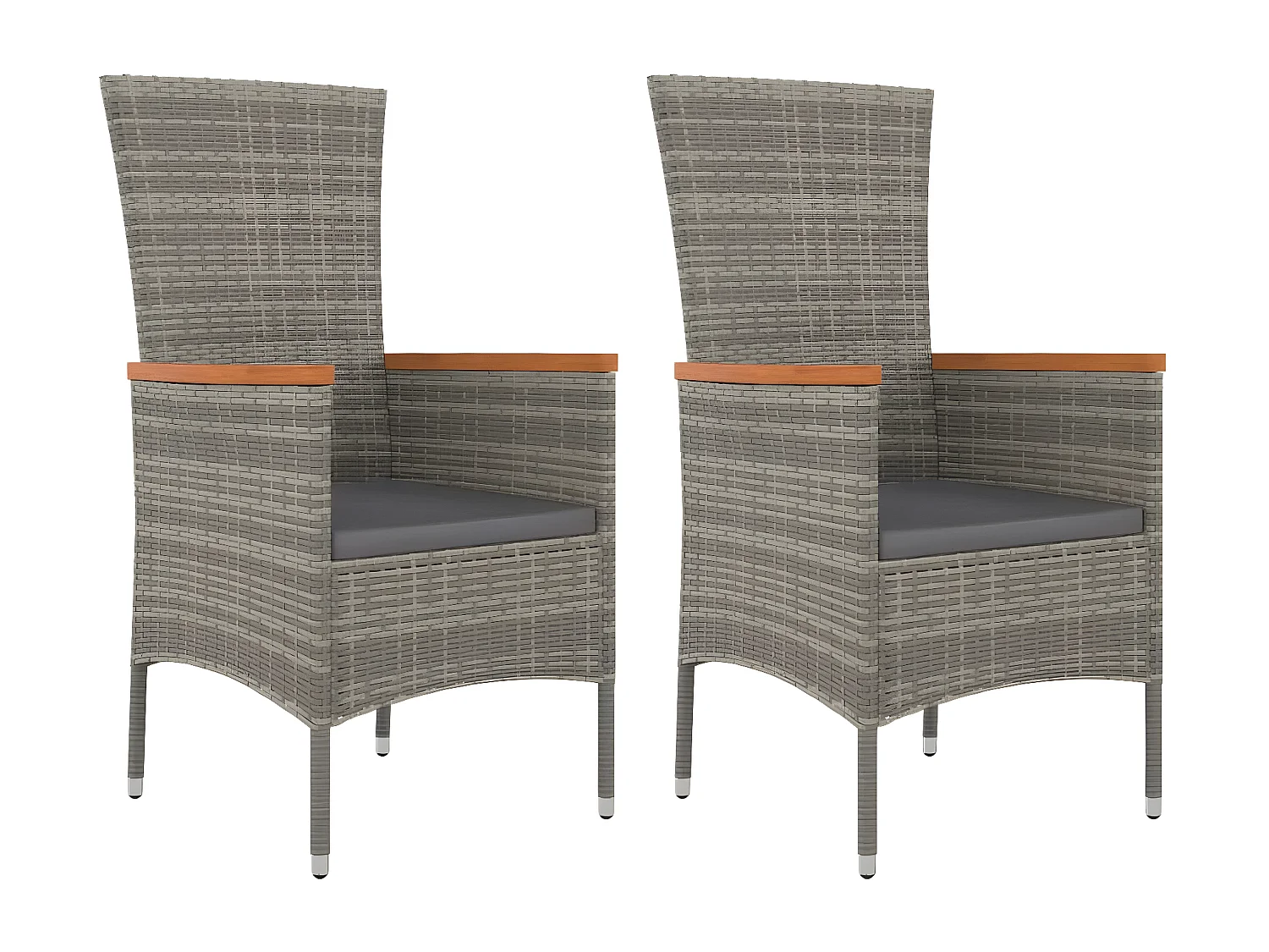 Chaises de jardin avec coussins lot de 2 Résine tressée Gris