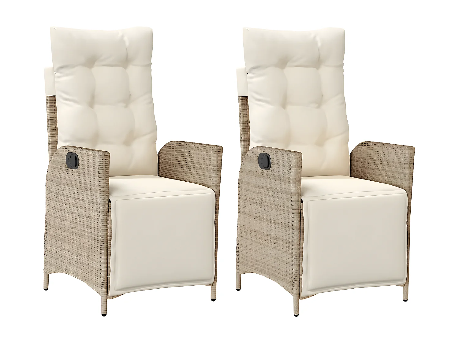 Chaises inclinables de jardin lot de 2 avec repose-pied rotin