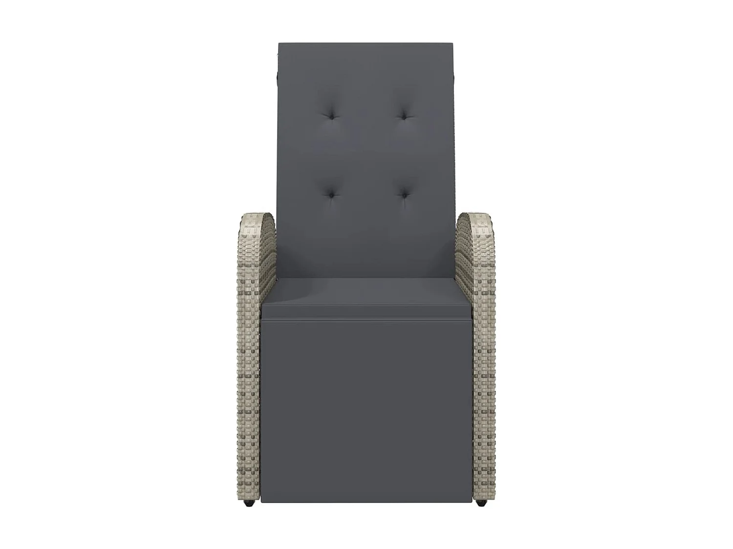 Chaises de jardin inclinables coussins 2pcs Gris Résine tressée