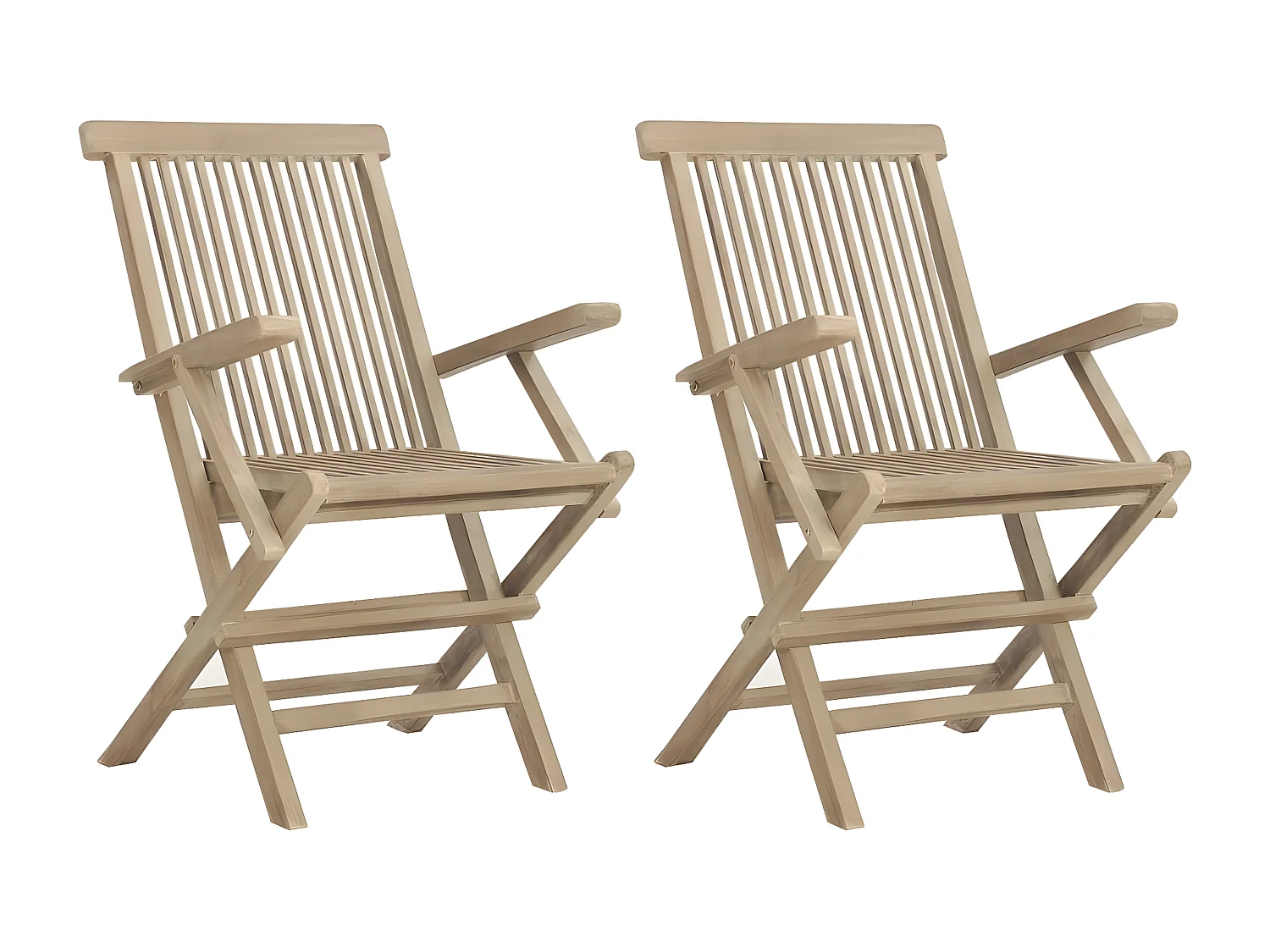 Chaises de jardin pliantes 2pcs gris 56x61x89 bois de teck