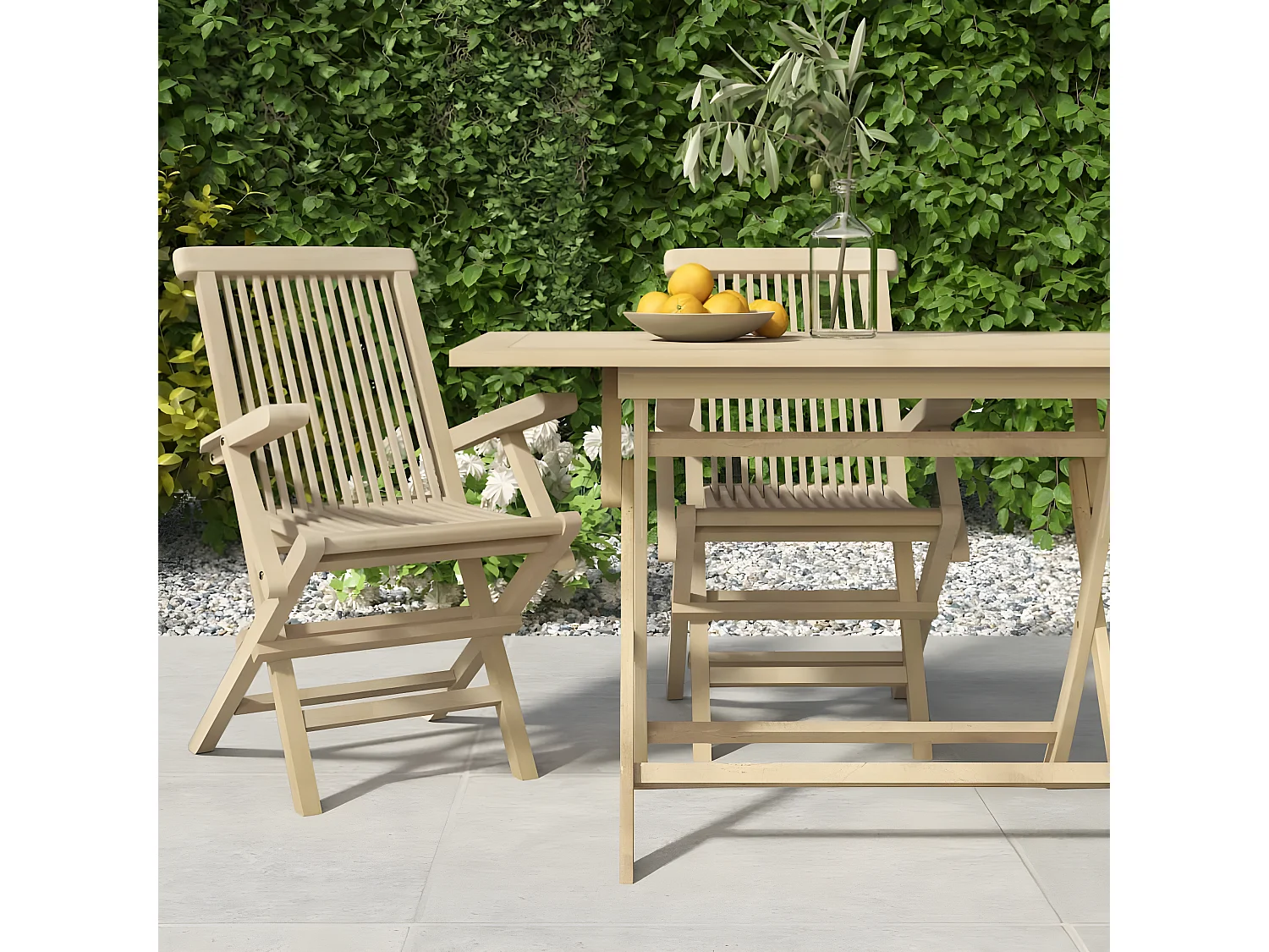 Chaises de jardin pliantes 2pcs gris 56x61x89 bois de teck