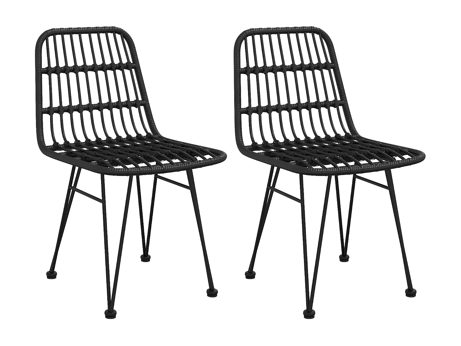 Chaises de jardin lot de 2 Noir 48x62x84 Résine tressée