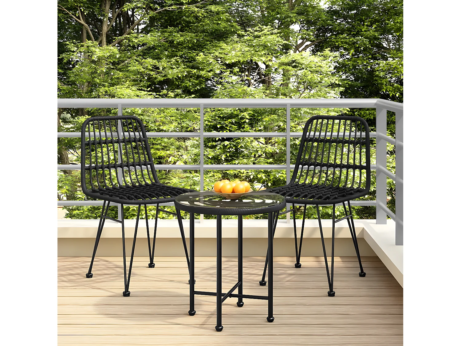 Chaises de jardin lot de 2 Noir 48x62x84 Résine tressée