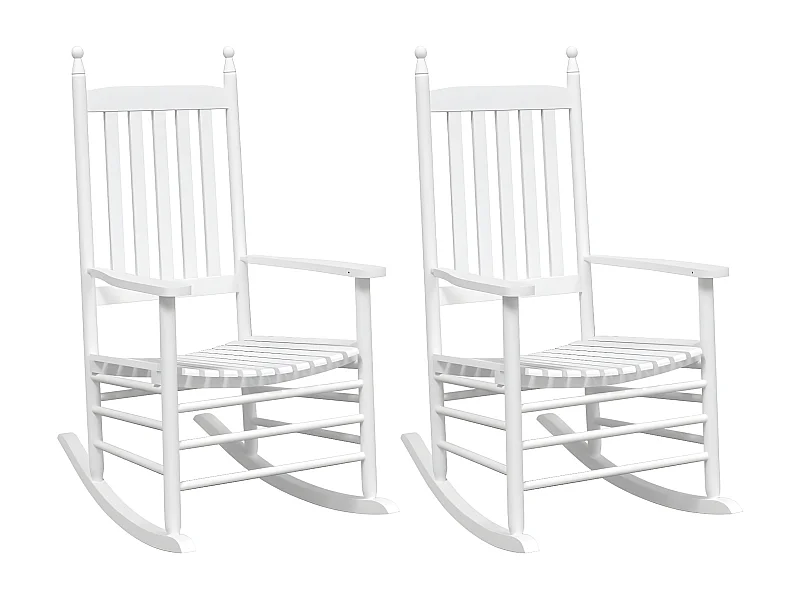 Chaises à bascule sièges incurvés lot de 2 blanc sapin massif