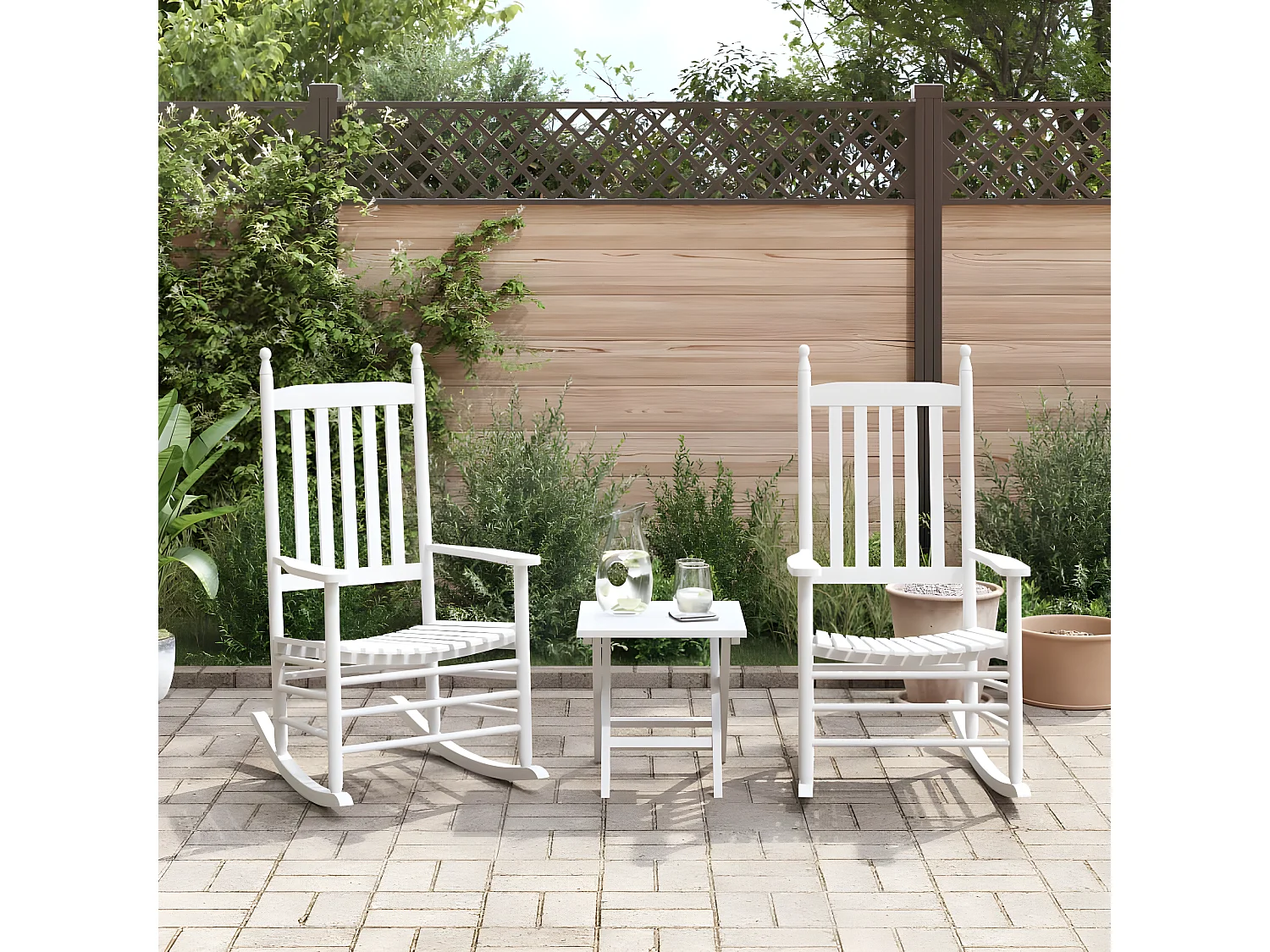 Chaises à bascule sièges incurvés lot de 2 blanc sapin massif