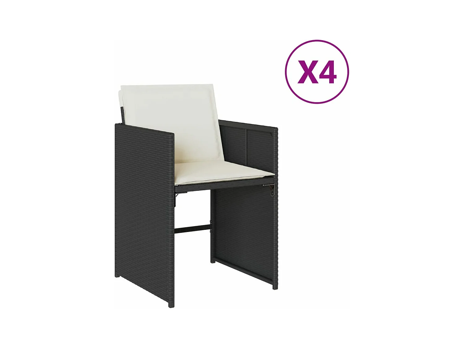 Chaises de jardin lot de 4 avec coussins noir résine tressée
