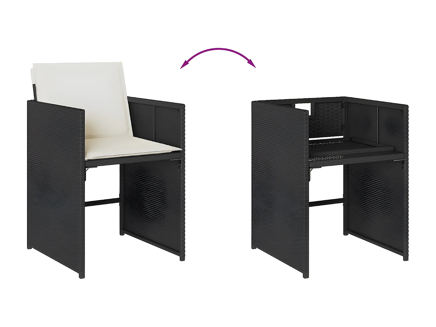 Chaises de jardin lot de 4 avec coussins noir résine tressée