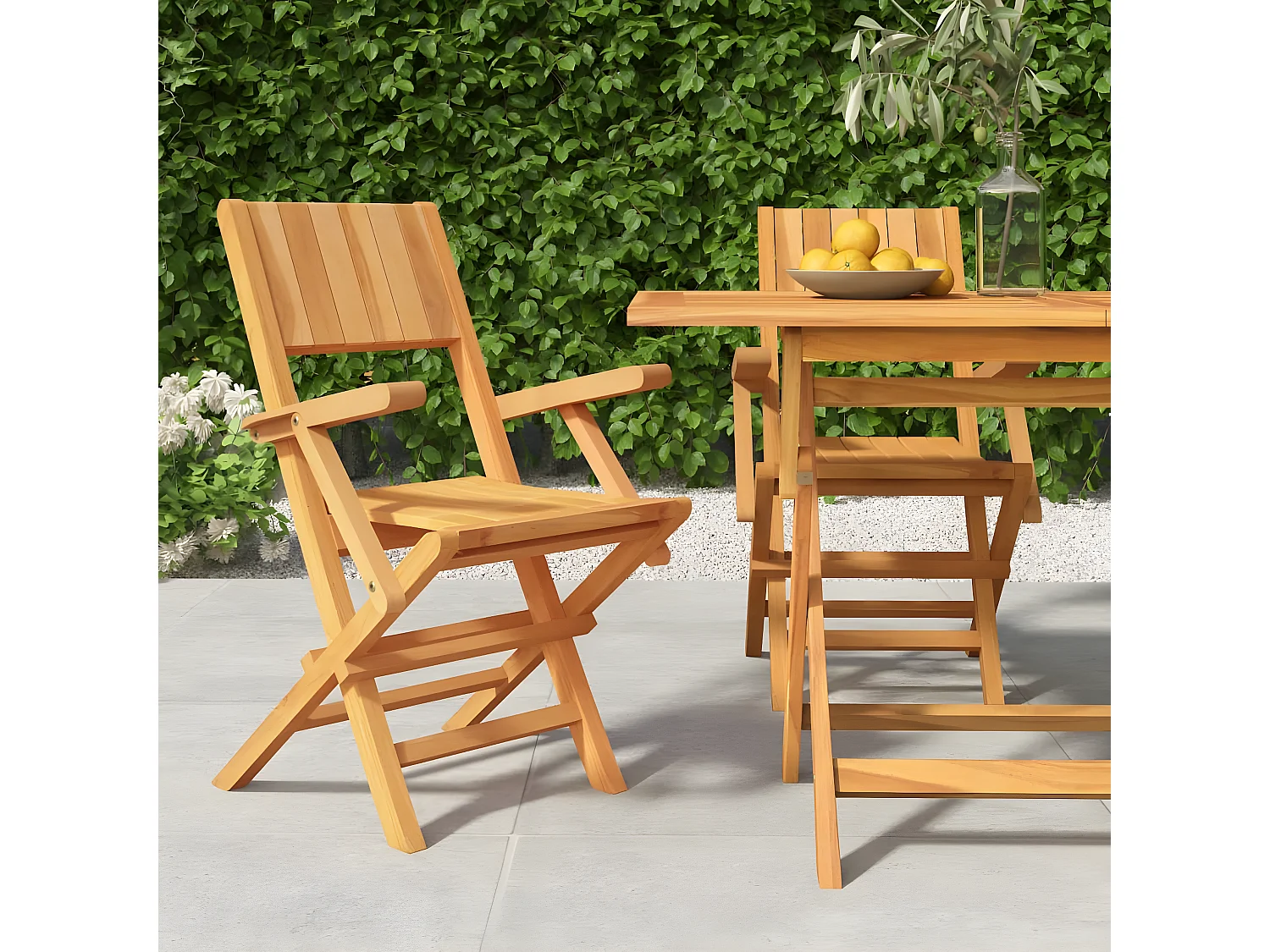 Chaises de jardin pliantes 2 pcs 55x61x90 bois massif teck