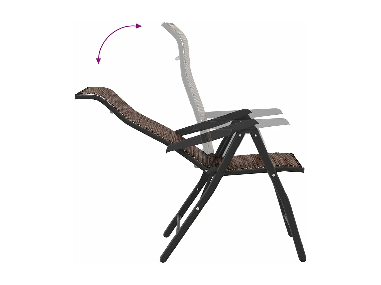 Chaises pliables de jardin lot de 8 marron résine tressée