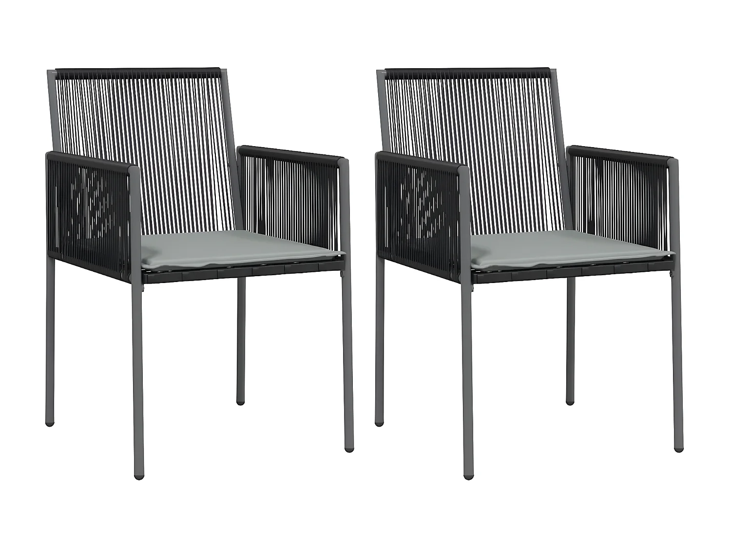 Chaises de jardin et coussins lot de 2 noir 54x60,5x83,5