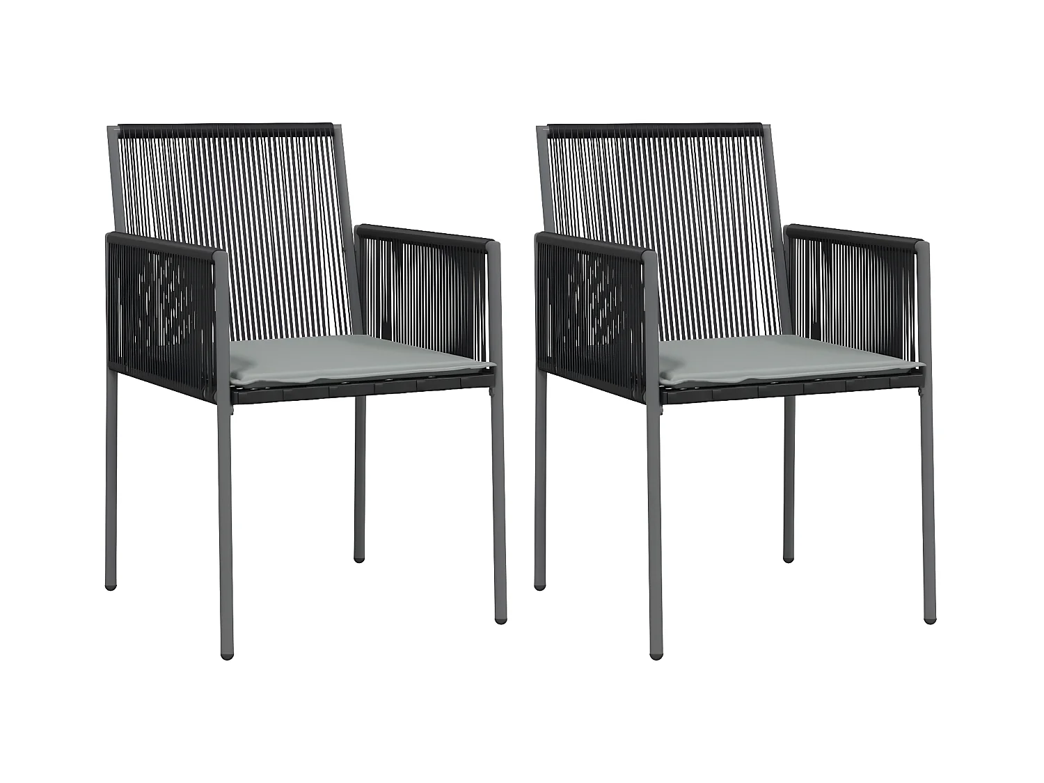 Chaises de jardin et coussins lot de 2 noir 54x60,5x83,5