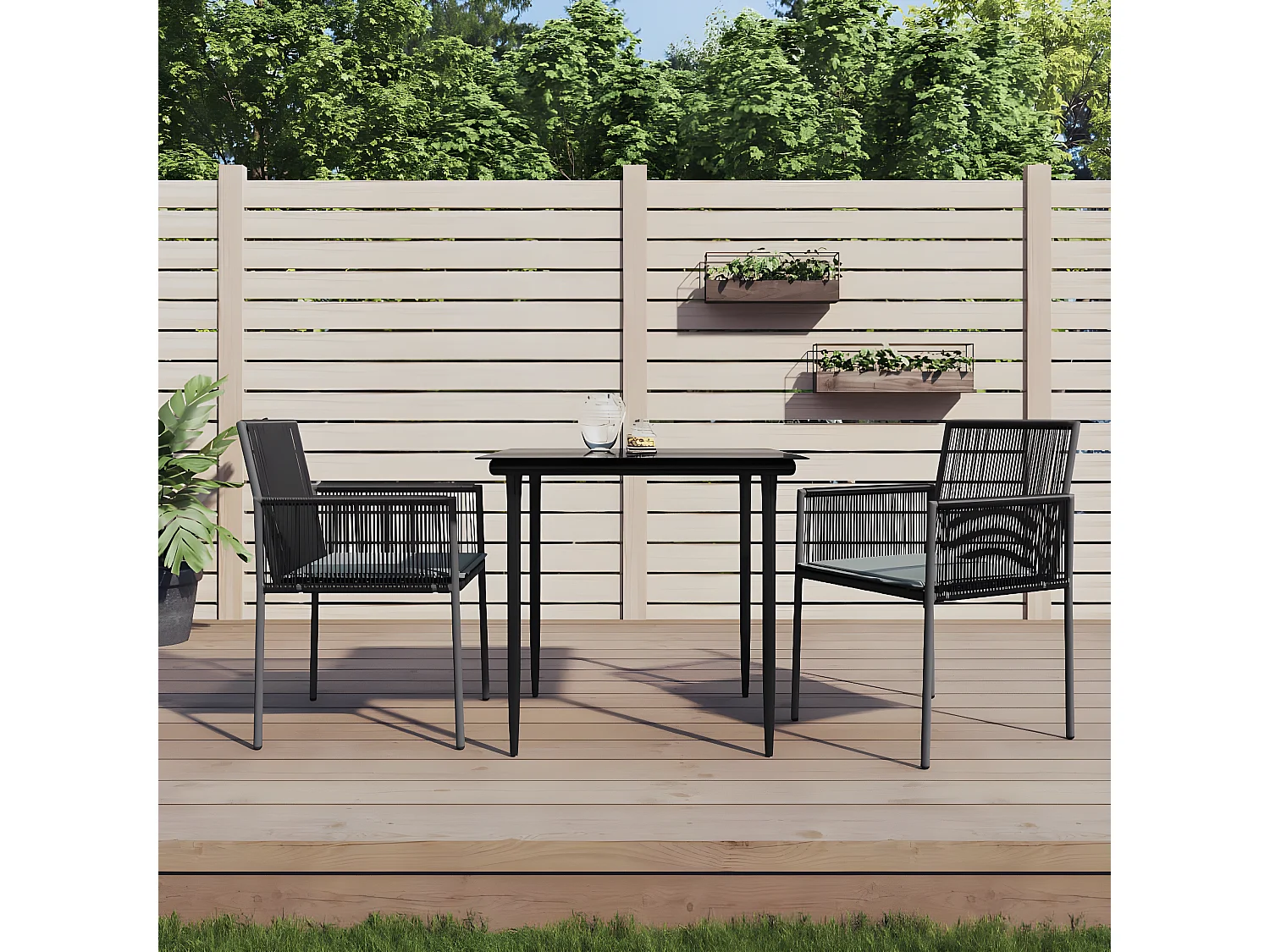Chaises de jardin et coussins lot de 2 noir 54x60,5x83,5