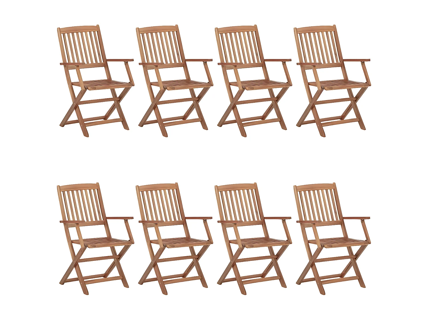 Chaises pliables de jardin 8 pcs avec coussins Bois d'acacia 42