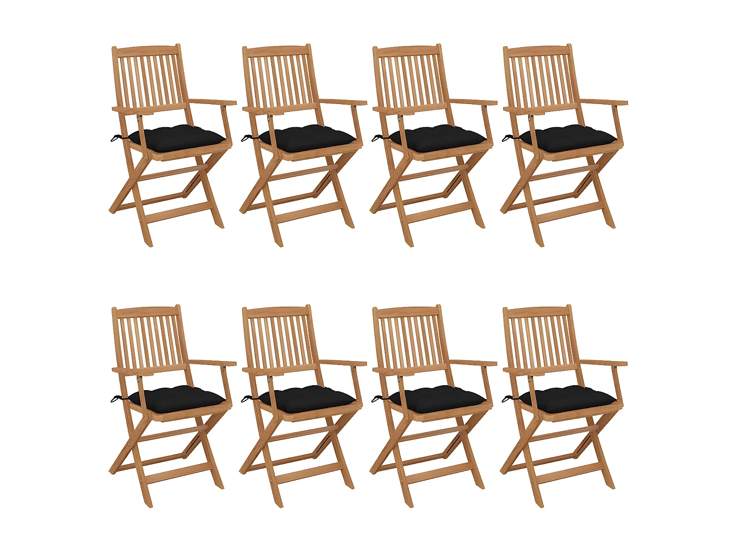 Chaises pliables de jardin 8 pcs avec coussins Bois d'acacia 42