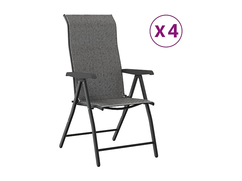 Chaises pliables de jardin lot de 4 gris résine tressée