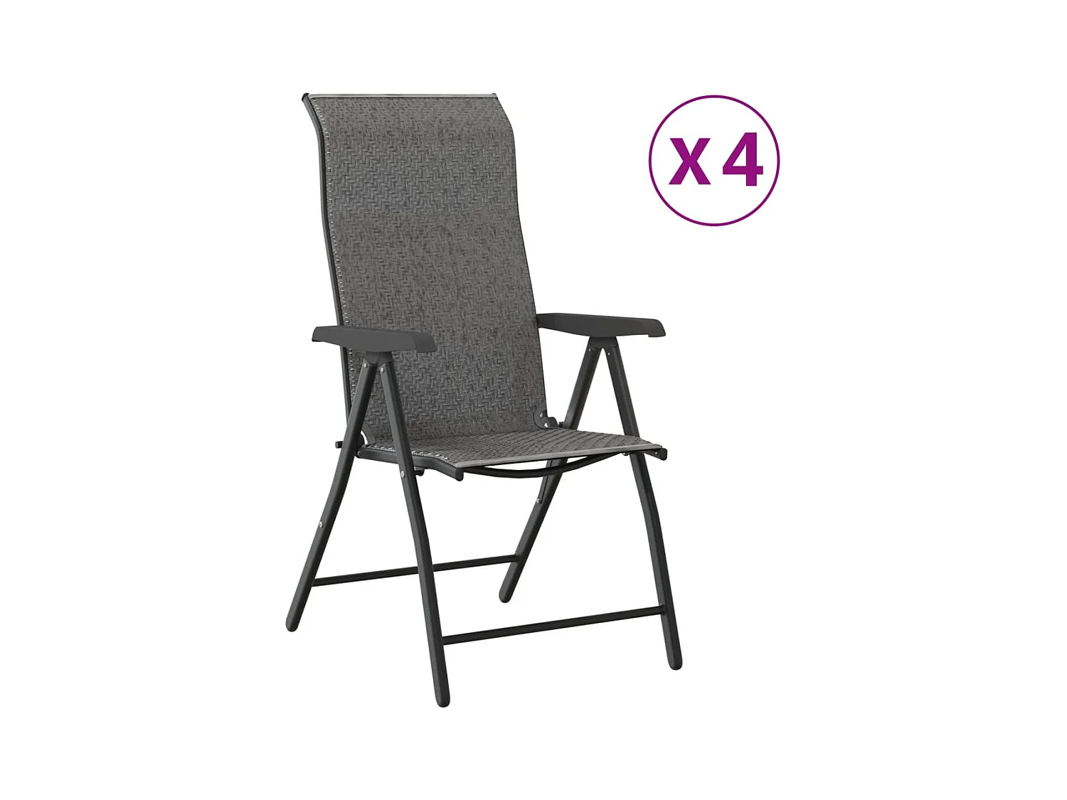 Chaises pliables de jardin lot de 4 gris résine tressée