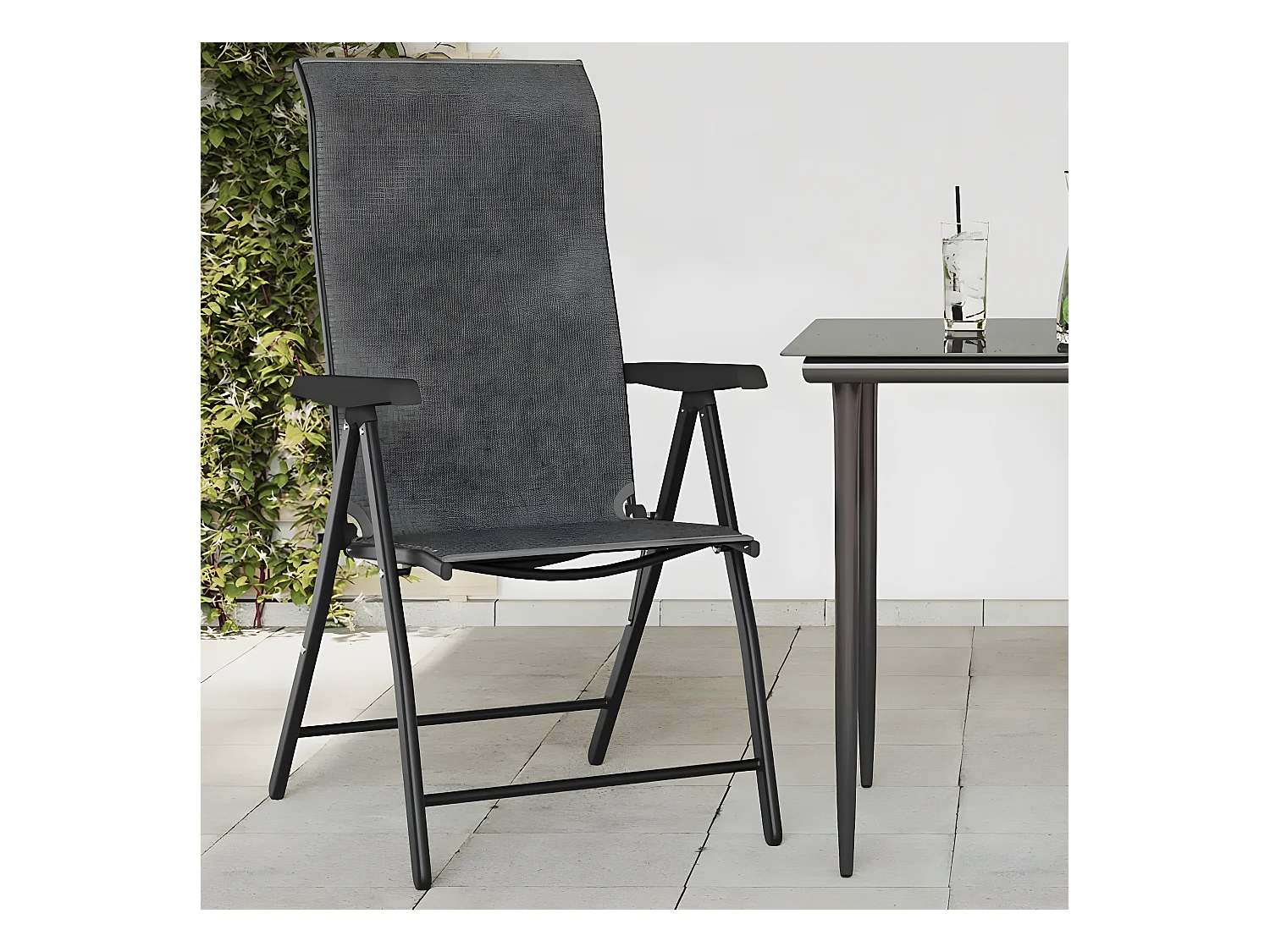 Chaises pliables de jardin lot de 4 gris résine tressée