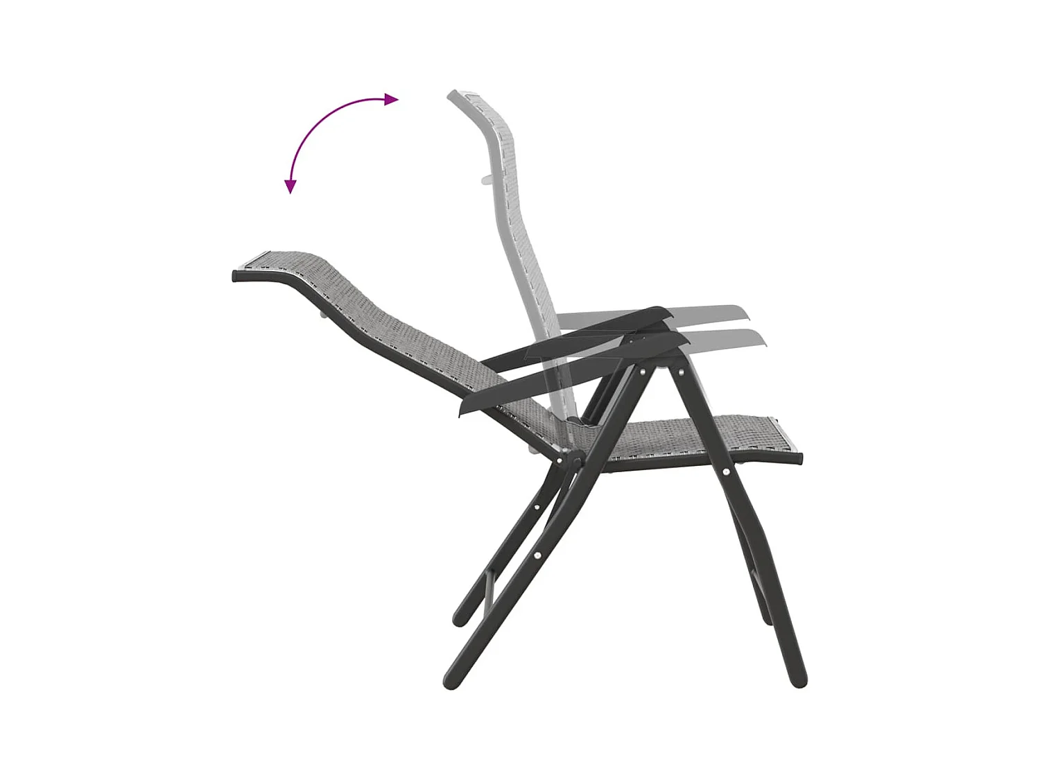 Chaises pliables de jardin lot de 4 gris résine tressée