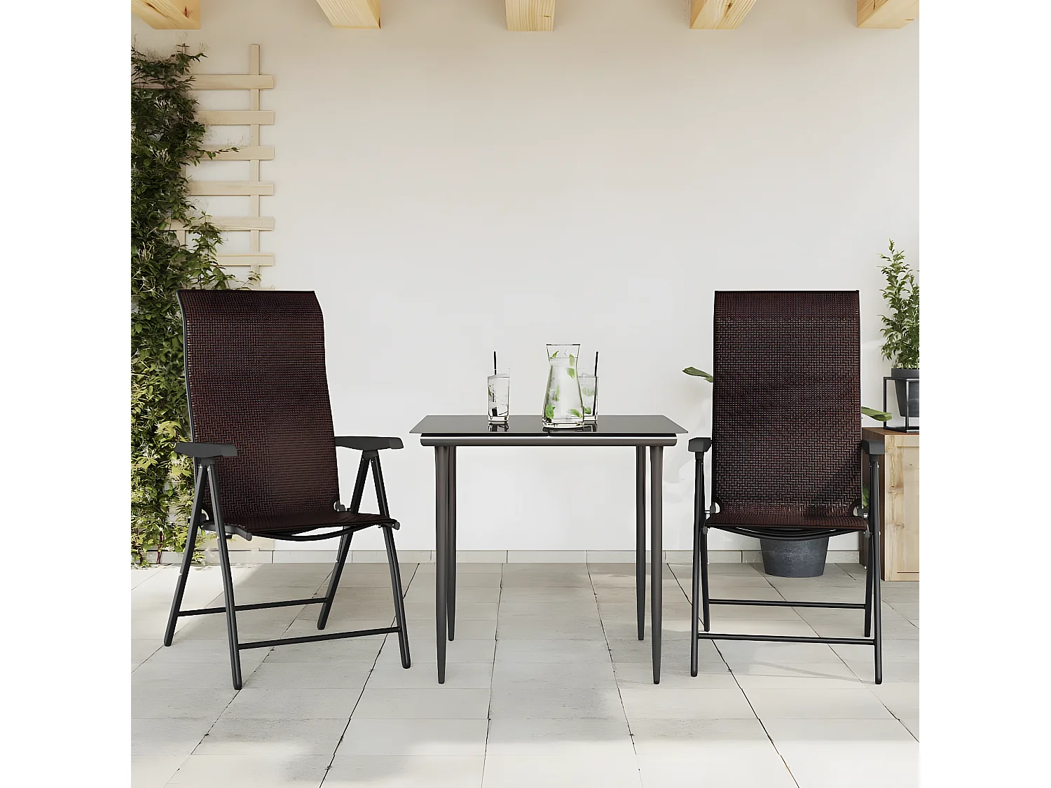 Chaises pliables de jardin 2 pcs marron résine tressée