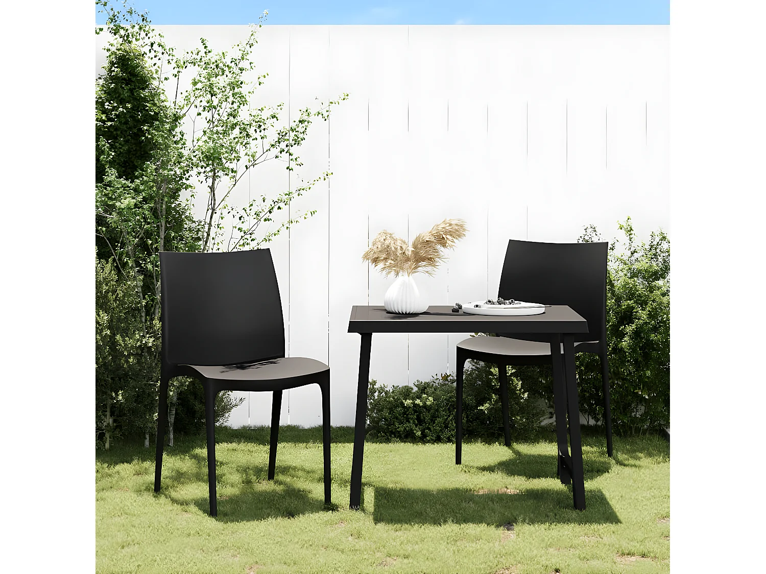Chaises de jardin lot de 2 anthracite 50x46x80 polypropylène