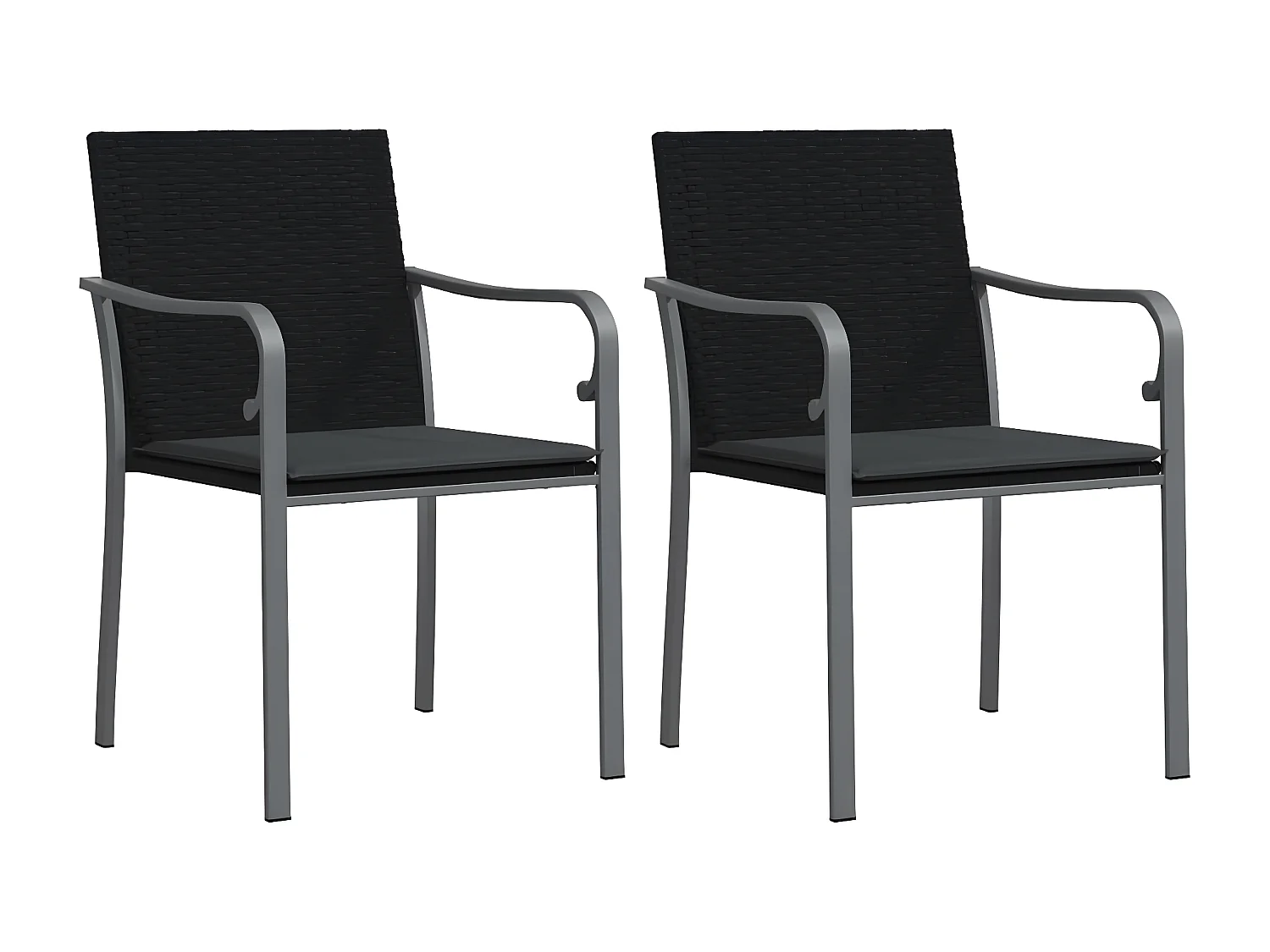 Chaises de jardin avec coussins lot de 2 noir 56x59x84 rotin