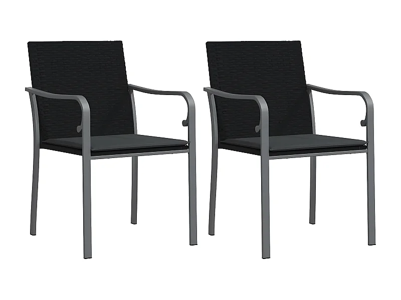 Chaises de jardin avec coussins lot de 2 noir 56x59x84 rotin