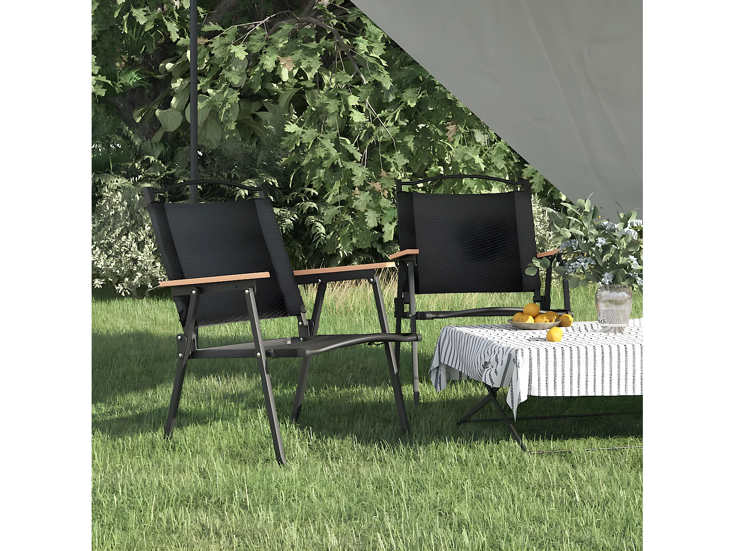 Chaises de camping 2 pcs Noir 54x55x78 Tissu Oxford