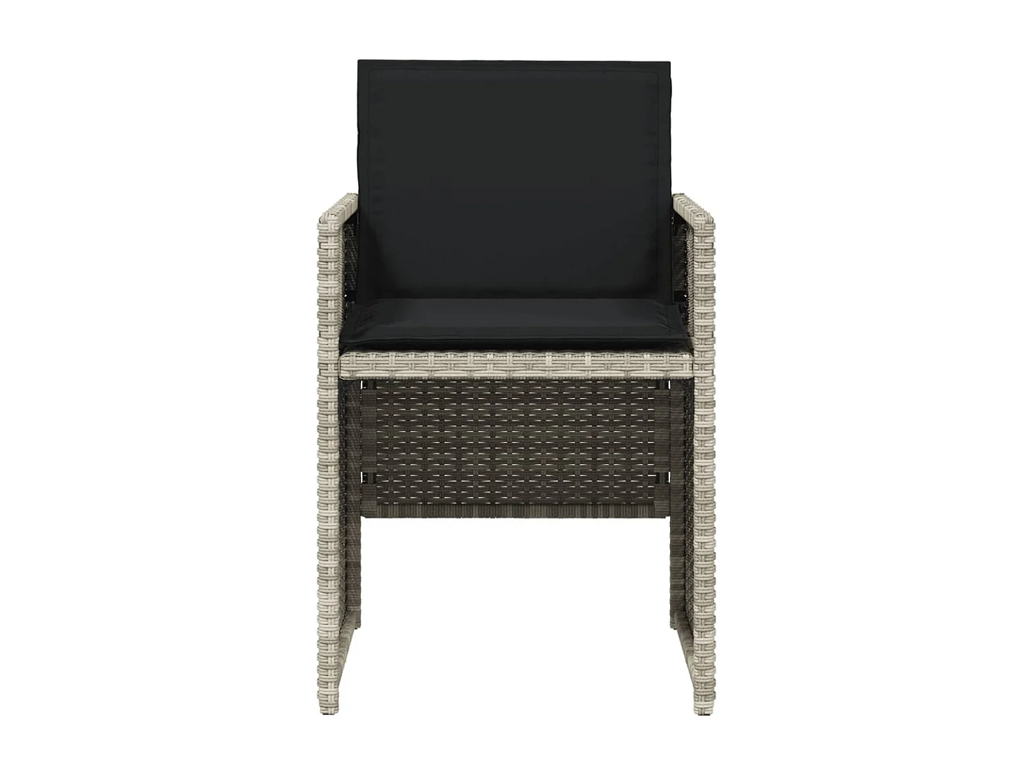 Chaises de jardin avec coussins 4 pcs gris clair résine tressée