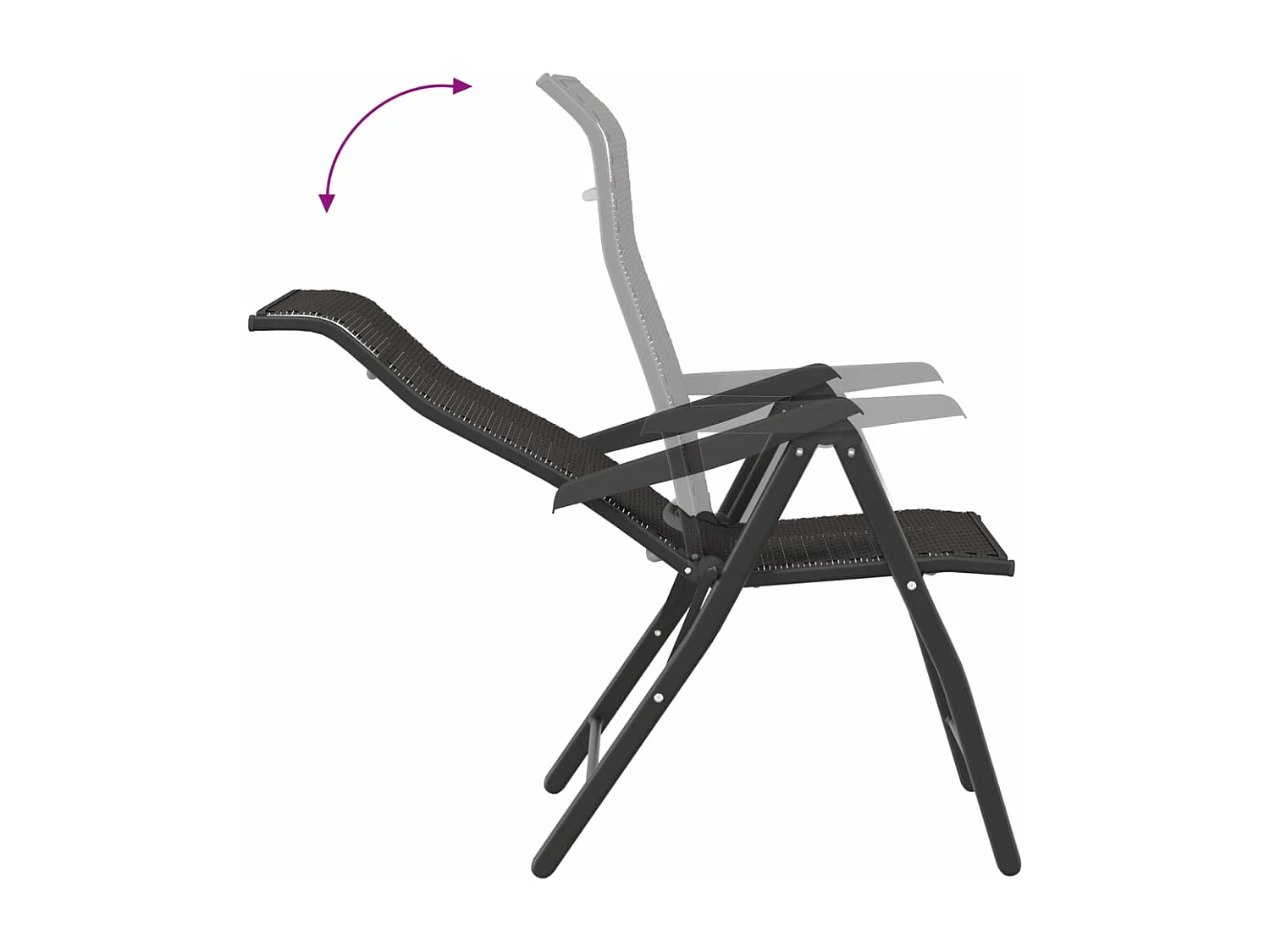 Chaises pliables de jardin 2 pcs couleur café noir poly rotin