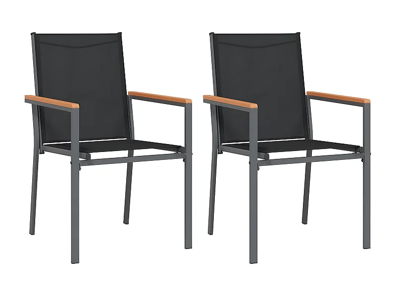 Chaises de jardin lot de 2 noir 55x61,5x90 textilène et acier