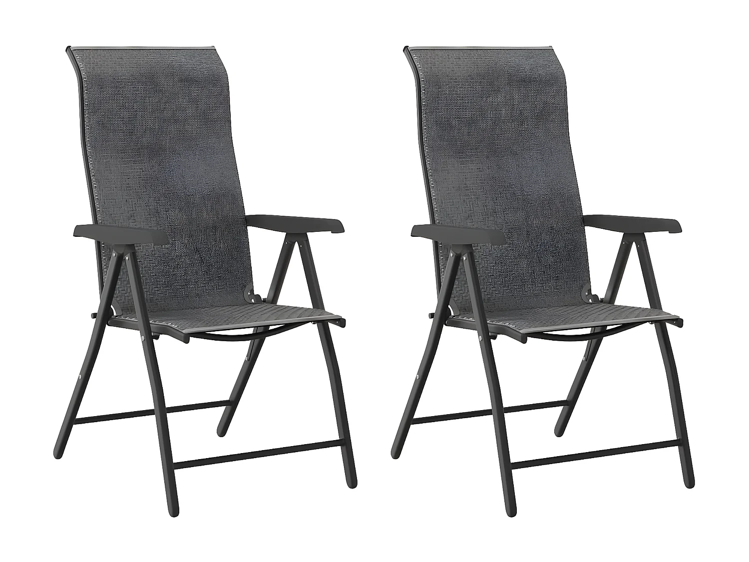 Chaises pliables de jardin 2 pcs gris résine tressée
