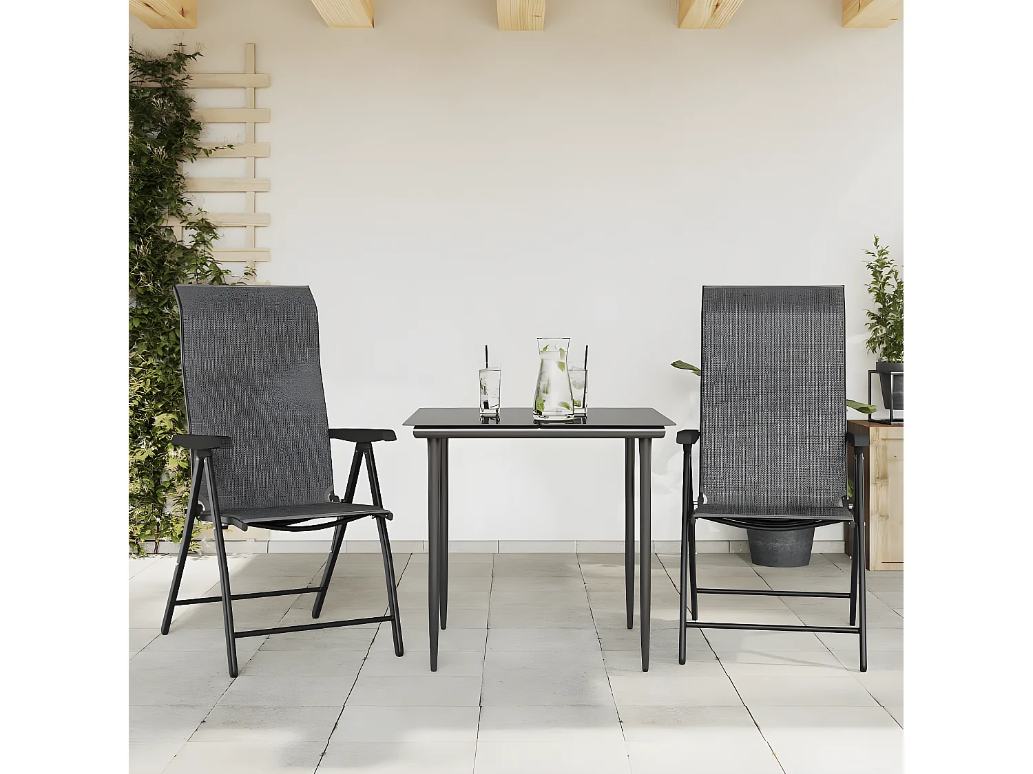 Chaises pliables de jardin 2 pcs gris résine tressée