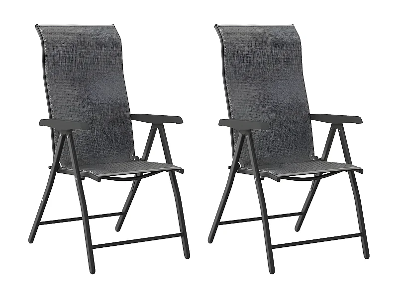Chaises pliables de jardin 2 pcs gris résine tressée